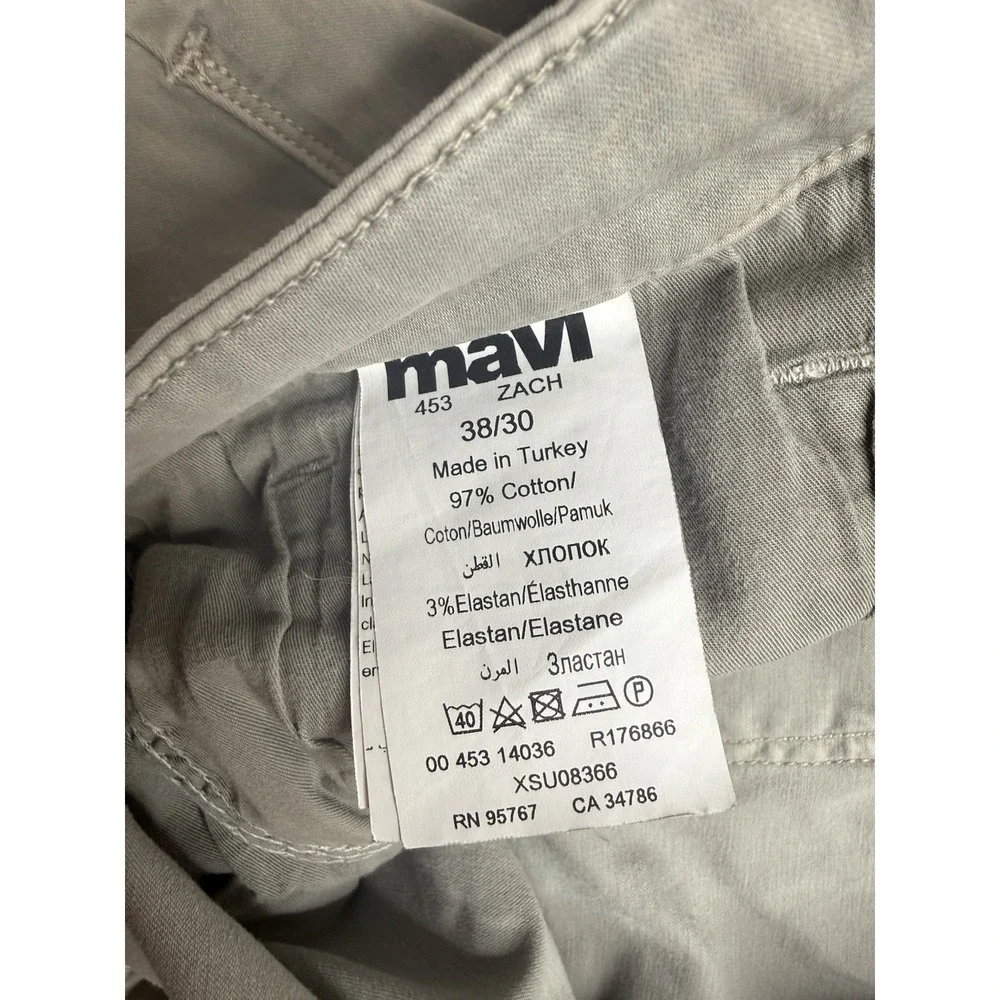 Mavi Jeans Mens 38x30 Light Gray Zach Relaxed Straight Leg Stretch Pants
